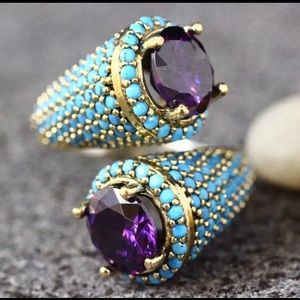 Size 7 simulated amythest and simulated turquoise